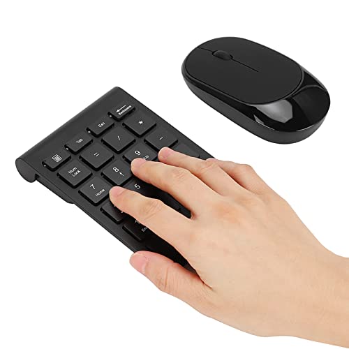 LICAEVEY Wireless Number Pad and Mouse Combo, Portable Ultra Slim 2.4G 22-Key USB Wireless Numeric Keypad and Mouse Set for Notebook