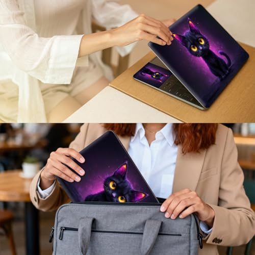 Universal Laptop Skin for 13-16 Inch Laptops,Vinyl Protective Sticker Decal,Easy DIY Trim-to-Fit for HP/Dell/MacBook,Bubble-Free & Removable,Big-Eyed Black Cat - color: Big-eyed Black Cat