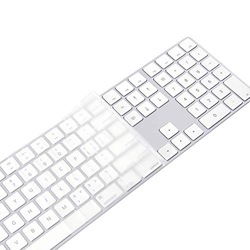ProElife Keyboard Cover Skin for 2018-2017 Apple Magic Keyboard with Numeric Keypad A1843 US Enter MQ052LL/A Wireless Bluetooth Keyboard Ultra Thin Full Size TPU Protector, 0.13 mm, Transparent Clear | Clear, US Enter, Ultra Thin (0.13 mm), Full Size TPU