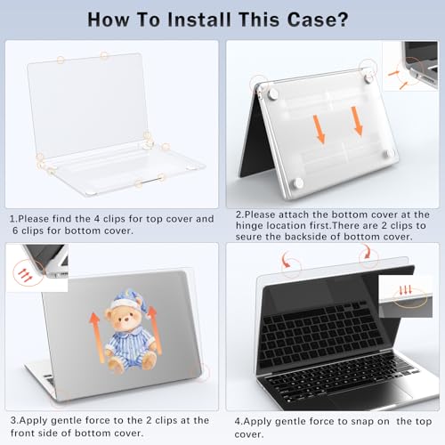 Compatible with MacBook Air 15 inch Case Cute Kawaii Bear | M5 M4 M3 M2 2026-2023 Release A3448 A3241 A3114 A2941 | Protective Hard Shell Matte Cover for Mac Air 15.3 inch - color: Bear A, size: MacBook Air 15 inch