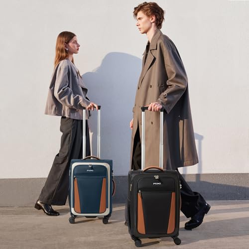 mixi Carry On Luggage 20 Inch Softside Expandable Suitcase, Black | Front Pocket, 22x14x9 Airline Approved, Rolling Spinner Wheels, TSA Lock, Lightweight - color: Black
