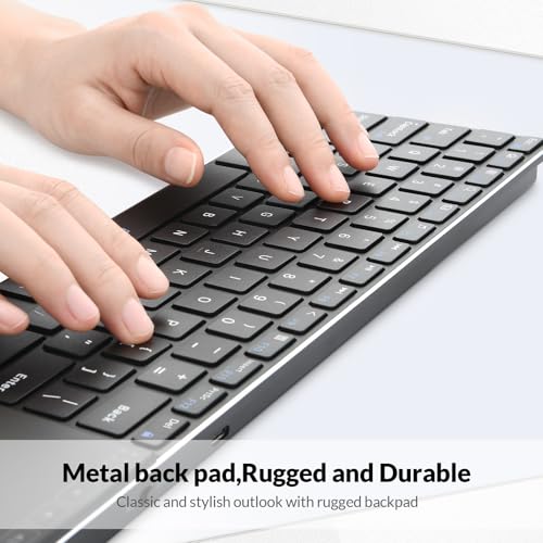 Rii 2.4G Wireless Keyboard,Bluetooth Keyboard(BT 5.1+2.4G),Aluminium Alloy Portable with Touchpad for Computer,PC,Tablet,iPad,Android TV Box,Smart TV,Windows,Mac (Black) | BT 5.1+2.4G,Aluminium Alloy,Easy meadia control,built-in touchpad for HTPC,PC,Table