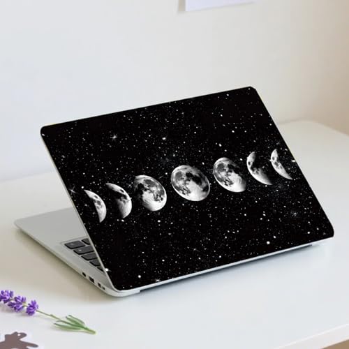 PLIGREAT 15 Inches Laptop Decal Sticker Skin Cover, Moon Phase Laptop Stickers Skins Decal Fits 12-15 Inch Laptops Universal Removable Vinyl Notebook Art Protector Cover Decals, Black White - color: Black White