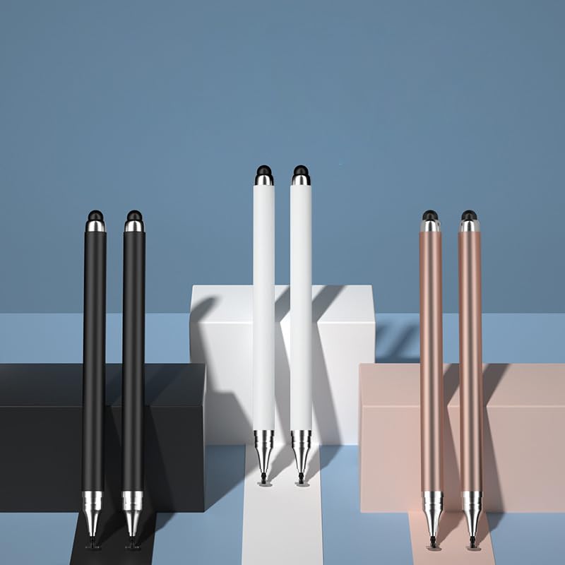 2 in 1 Stylus Pens for Touch Screens, High Sensitivity & Precision Capacitive Stylus for All Universal Touchscreen Devices (White) - color: White