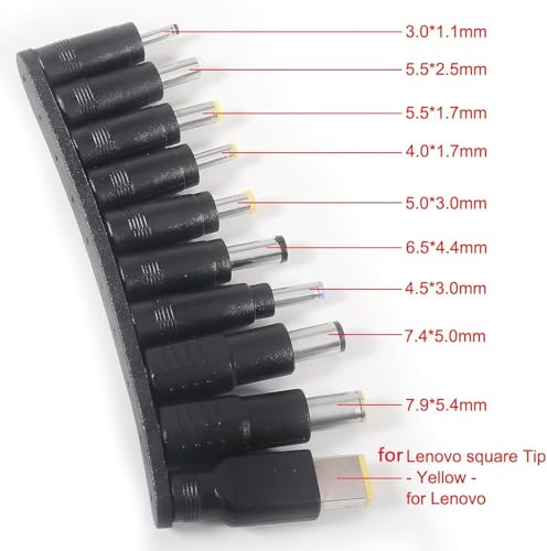 10pcs DC Connectors Plug Kit 5.5 x 2.1mm Connectors Kit Universal Laptop Input DC Plug Set Power Adapter Tips with Converter Cable 5V to DC 12V