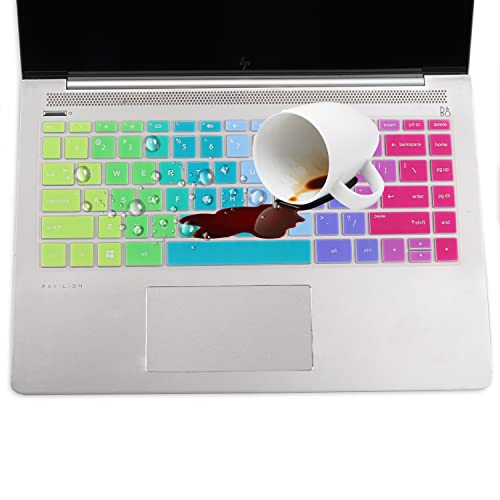 Keyboard Cover for HP Stream 14" Laptop, HP Laptop 14-dq/dk/cf/fq 14-cf0006dx 14-cf2033wm 14-cf0013dx cf2733wm 14-cf2112wm 14-cf2111wm 14-fq1025cl 14-fq0013dx 14-fq0045nr 14-fq1003cl fq0032ms -Rainbow - color: Rainbow