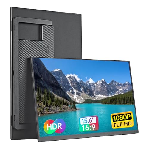 Portable Monitor, 15.6 Inch FHD 1080P 60Hz Second External Monitor | IPS USB-C HDMI Portable Computer Monitor with Kickstand, Speakers, VESA Mountable, Travel External Second Screen for Phone - size: 15.6 Inches A