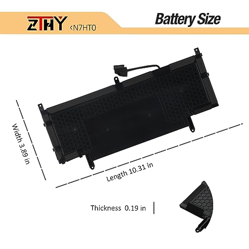 ZTHY 52Wh N7HT0 Laptop Battery Replacement for Dell Latitude 9510 9520 / Latitude 9520 2-in-1 P94F P95F P95F001 P94F001 TVKGH V5K68 N2NLL 08NFC7 N2NLL N7HTO 0PKW00 089GNG 0HYMNG 7.6V 6500mAh 4-Cell