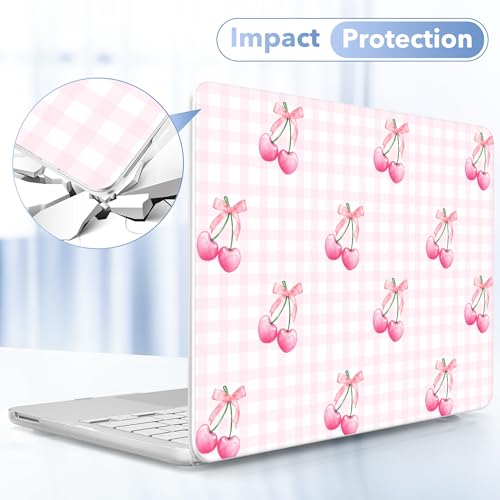 May Chen for MacBook Neo Case 13 inch 2026 | 100% Match Official Color | Pattern Printing, Anti-Crack & Scratch & Fingerprint | Protective Hard Shell Cases Model A3404 - Cherries with Ribbon Bow - color: Cherries with ribbon bow