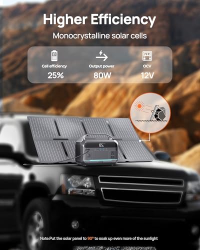 DARAN Portable Power Station 600W with Solar Panel, 288Wh LiFePO4 Battery Solar Generator, 2h Fast Charging Compact Lightweight Power Station for Outdoor Camping, Emergency, RV