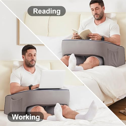 cooloo8 Soft Lap Desk Pillow for Adult, Extra Large Reading Pillow with Pocket, Arm Rest Pillow, Memory Foam Bed Rest Pillow can Reading, Working in Bed Floor Sofa (Grey) - size: Lap Desk Pillow - Large