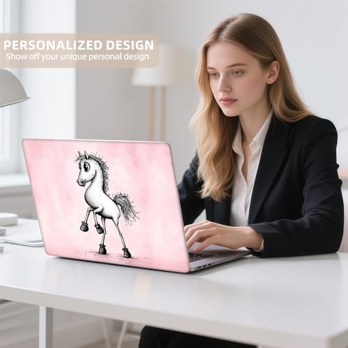 Universal Laptop Skin Sticker for 12/13/14/15.6 Inch Laptops, Reusable Vinyl Laptop Decal Cover, Waterproof Scratch Resistant Notebook Skin with 2 Wrist Pads,Cartoon Horse - color: Cartoon Horse