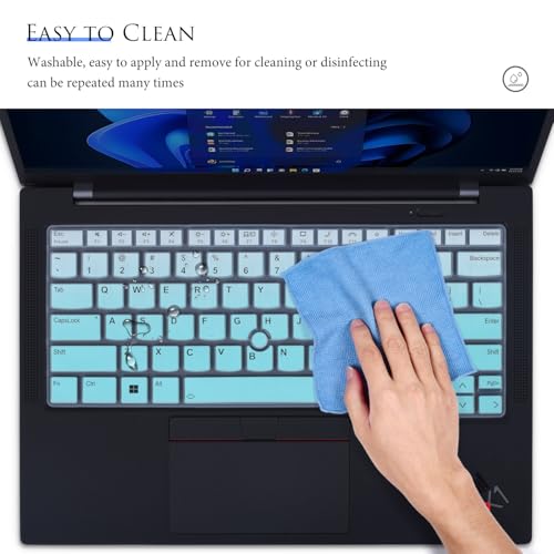 Keyboard Cover for 2024 2023 Lenovo ThinkPad E14 Gen 6/5 14",Thinkpad x1 Carbon Gen 11/10,ThinkPad T14 T14s L14 P14s Gen 4/3 (Not Fit Thinkpad T14 L14 P14s Gen 2/1, Thinkpad E14 Gen 4/3)-Gradual Mint - color: Guadual Mint