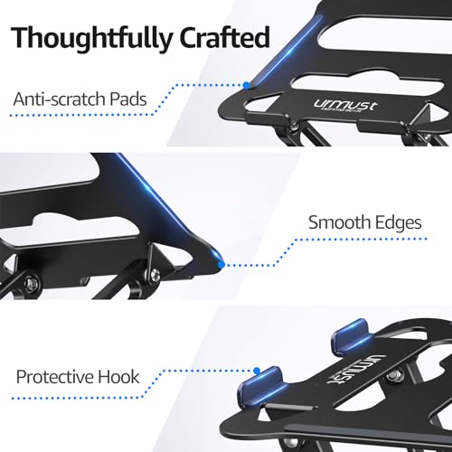 Adjustable Laptop Stand for Desk, 10-15.6“ Laptop Riser, Black | Sturdy Aluminum Foldable stand, Heat-Dissipation Design, Ergonomic Holder Fits MacBook/Dell/HP/Lenovo for Home/Office. - color: A-Black