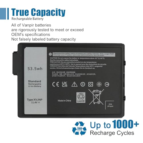 XVJNP Laptop Battery Replacement for Dell Latitude 5430 7330 Rugged Extreme P148G P148G001 P149G P149G001 Series 6JRCP M0TN3 KD1CT 11.4V 53.5Wh 4457mAh - size: 5.08*3.37*0.59 inch XVJNP