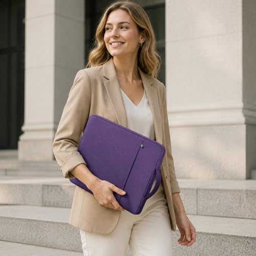 RAINYEAR 14 inch Laptop Sleeve Carrying Case with Handle & Pocket, Purple | Protective Padded Polyester Laptop Sleeve Case Briefcase Compatible with 14 Inch Notebook Computer Chromebook - color: Purple, size: 14"