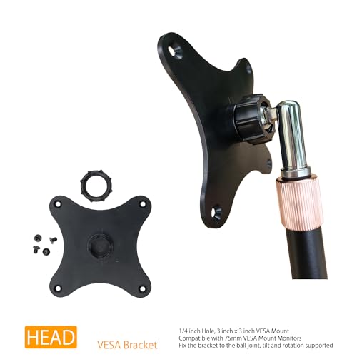 Portable Monitor Stand with VESA Mount 3inch Bracket Tilt Ball Joint Telescopic Pole and Metal Disk Base Portable Monitor Mount with 75mm VESA Mount FL12B