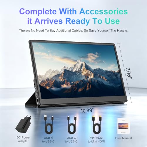 11.6 Inch Small Portable Monitor, HDMI Display Dual USB-C External Monitor for Laptop, Plug&Play Ultra Slim Travel Display PC Phone Xbox PS5 - size: 11.6inch