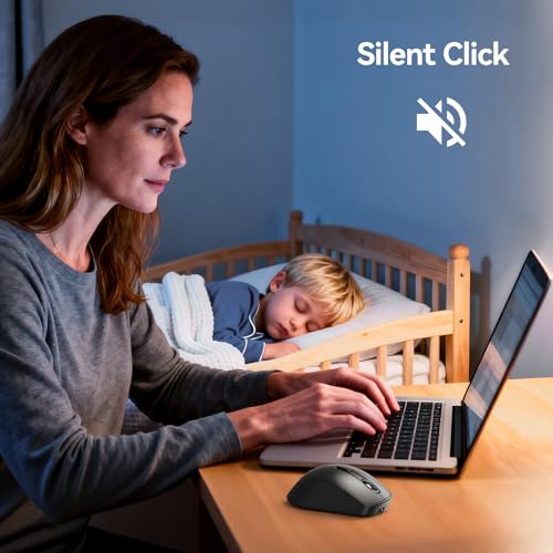 TECKNET Wireless Mouse, BT 5.0/2.4G, Rechargeable Silent 6 Buttons, Black | 3-Device Easy Switch, Bluetooth 5.0/3.0 & USB A, Wide OS Compatible, 6-DPI up to 4800, Ergonomic for M/L Hands - color: Black