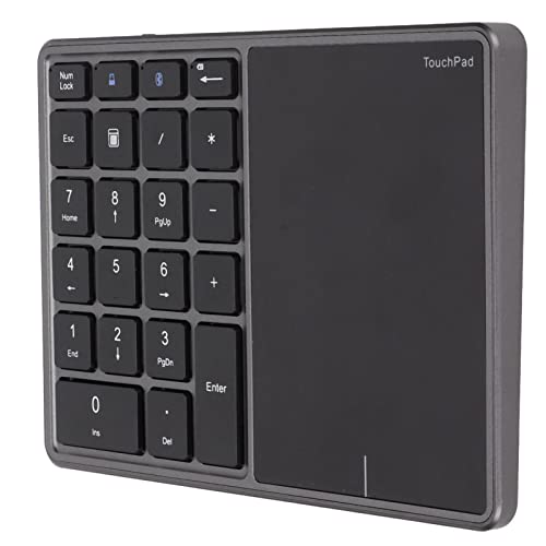 Zunate Numeric Keypad, 22 Keys Type C Rechargeable Number Pad with Touchpad, USB Receiver, Dual Mode Mini Numeric Keypad for Laptop, PC (Grey)