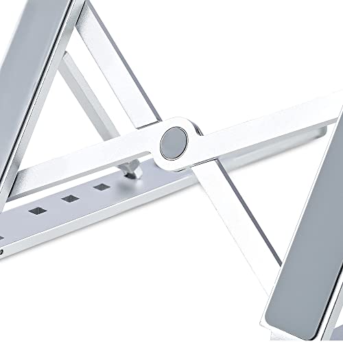StarTech.com Foldable Laptop Riser Stand, Portable Height Adjustable Ergonomic Laptop Stand, Ventilated Aluminum Frame Supports 22lb (10Kg), Tilt/Raised/Angled Laptop/Tablet Stand (Laptop-Riser-BAR)