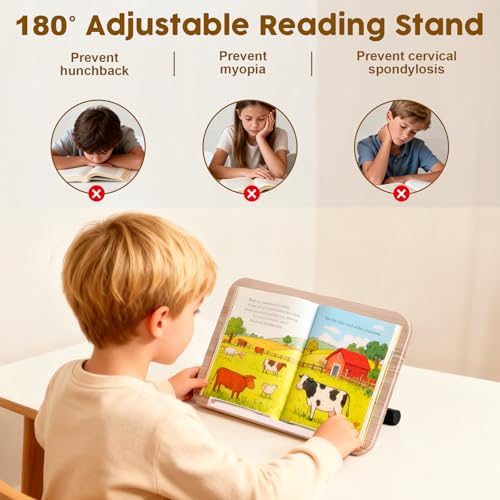 2 in 1 Dual-use Music Stand & Desktop Book Stand, Adjustable Height 16.5"-51", 100% Solid Wood Laptop Floor Stand Book Holder with Elastic Page Clips for Cookbooks (White) - color: White
