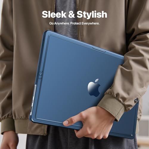 Macaset for MacBook Pro 14 inch Case M5 M4 M3 M2 M1 2026-2021 Laptop Cover | Anti Crack, Clear Blue Matte, Fingerprint & Scratch Resistant, Protective Laptop Hard Shell, Close Seamless, Ultra Thin Fit - color: Midnight Blue Clear