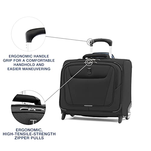 Travelpro Maxlite 5 Softside Rolling Underseat Tote, Black, 14-Inch | Lightweight Carry-On 2-Wheel Upright Luggage, Personal Item Size, Designed for Both Men & Women