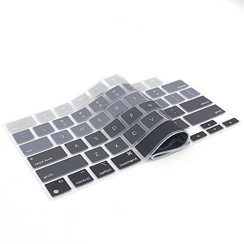 ProElife Keyboard Cover Skin for MacBook Air 13/15 Inch M5 M4, Ombre Gray | US Enter, Ultra Thin (0.26 mm), Silicone Protective Skin, Easy to Apply, Washable & Reusable, Dust-proof, Precision Molded - color: Ombre Gray