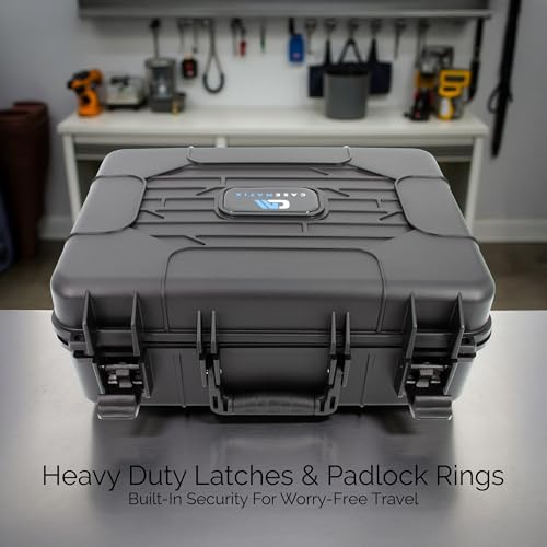 CASEMATIX 15.6 Inch Hard Laptop Case – Rugged Shockproof Travel Carrying Case with Foam Protection for 15” Gaming Laptops, Fits Devices Up to 14.5 x 10.5 – Accessories Storage Included