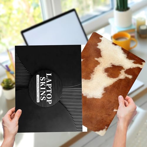 12.1”-15.6” Laptop Skin Sticker (Fits 13”, 13.3”, 14”, 15”, 15.4”) | Reusable Universal Protective Vinyl Art Decal Cover | Waterproof & Scratch-Resistant |Cow Hide Animal Print Brown - color: Cow Hide Animal Print Brown
