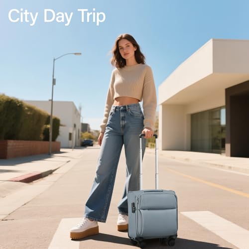 Hanke 16 Inch Underseat Carry On Luggage with Spinner Wheels Airline Approved, Small Rolling Suitcase Softside Underseater Lightweight TSA Travel Roller Suitcase Carry-On Bag(Blue) - color: Blue, size: 16 Inch Underseat