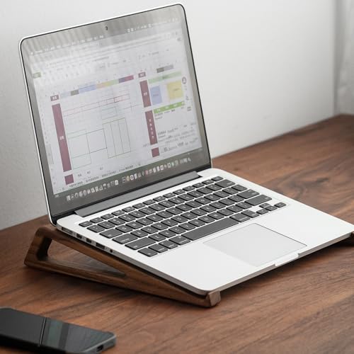 muso wood Laptop Stand for Desk, Walnut Laptop Riser, Ergonomic Wooden Laptop Ventilated Stand with 10 to 17.3 Inches Notebook PC Computer - Walnut