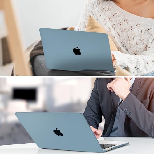 TWOLSKOO Compatible with MacBook Air 13 inch Case M5 2026 M4 2025 M3 M2 2024-2022 A3449 A3240 A3113 A2681, Plastic Hard Shell & Keyboard Cover & Screen Film for MacBook Air 13.6 inch, Matte Blue - color: Matte Blue