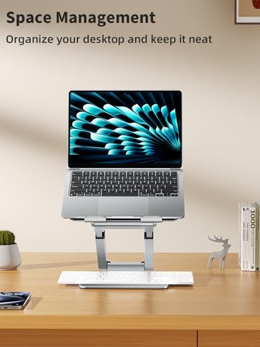 tounee Laptop Stand for Desk Adjustable Height, Telescopic Computer Stand with Pull Out Design Ergonomic Laptop Riser Fits All Laptops 10-17"-Silver - color: Silver