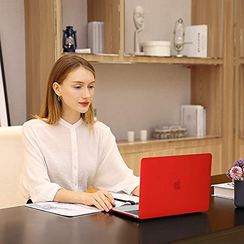 MOSISO Compatible with MacBook Air 13 inch Case M1 2021 2020 2019 2018 | A2337 A2179 A1932, Protective Hard Shell&Keyboard Cover&Screen Film&Pouch for MacBook Air 13.3 inch Case, Red - color: Red