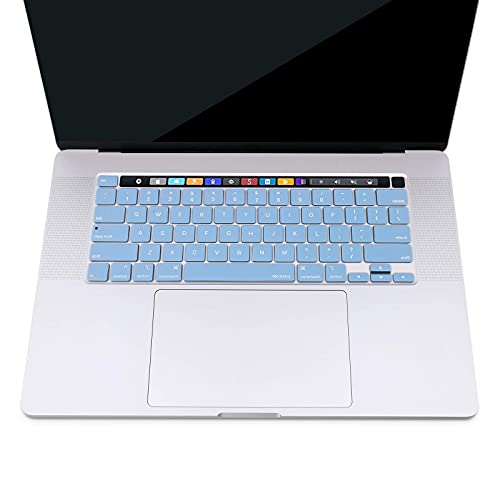 MOSISO Keyboard Cover Compatible with MacBook Pro 13 inch M2 2023, 2022, 2021 2020 M1 A2338 A2289 A2251&Compatible with MacBook Pro 16 2020 2019 A2141 Touch ID,Protective Silicone Skin, Airy Blue - color: Airy Blue