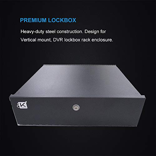 Heavy Duty 16 Gauge DVR Security Lockbox with Fan (Black 18'' X 17.9'' X 4.96')