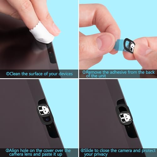 Laptop Camera Cover, Cute Webcam Cover Slide, Computer Camera Cover, iPad Accessories for Smartphone, iMac, Tablet, Desktop, Camera Blocker for Laptop to Protect Visual Privacy Security, Avoid Hackers - color: Lazy Panda-Black