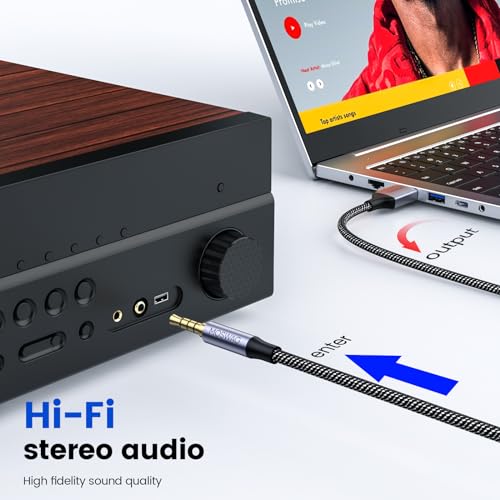 MOSWAG USB to 3.5mm, USB to Audio Jack Adapter with Microphone, PC Laptop to 3.5mm Male AUX Stereo Audio Converter Cord, Nylon Braided Cord Headphone AUX Cable for PC, Laptop, Windows, Home Stereo - size: 2 meters
