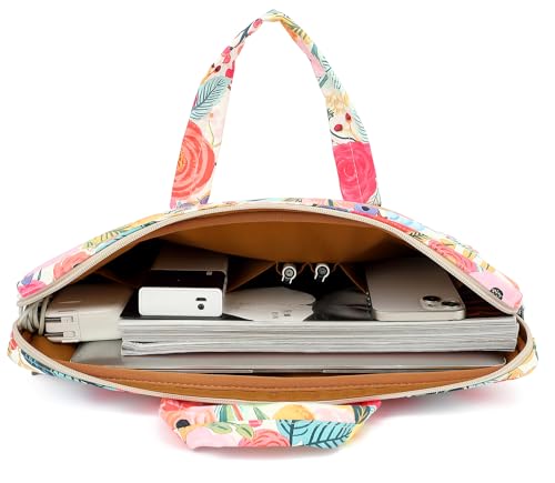 Laptop Shoulder Bag15.6inch women men Waterproof 16inch Computer Bags Women Business Office Work Bag Briefcase 14 inch case - color: Garden Rose