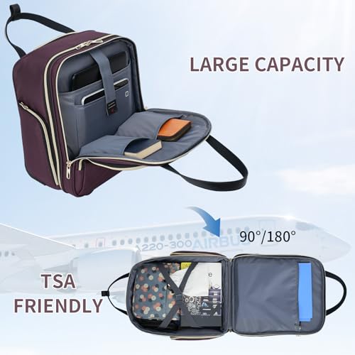 VANKEAN Carry On Underseat 16-inch Multi-functional Underseater Lightweight Overnight Suitcase with Wheels, Roller Case for Men Women Travel Business - color: Gold Purple