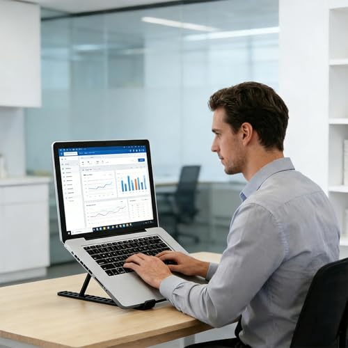 Adjustable Laptop Stand for Desk - Portable Foldable Notebook Riser, Ergonomic Computer Holder Compatible with 10-15.6 Inch Laptops, Vented Heat Dissipation(Black) - color: Black
