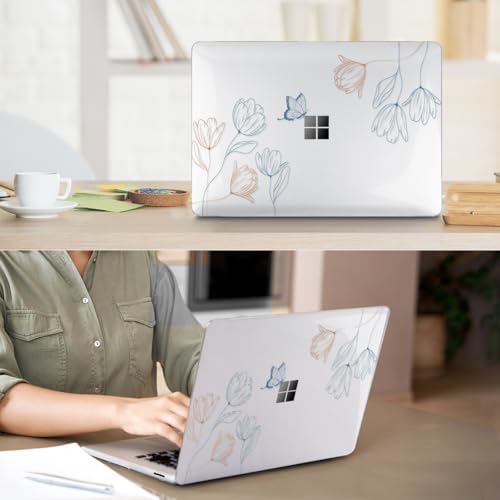Case for 13.8 inch Microsoft Surface Laptop 7 2024 (Model: 2036), Protective Plastic Hard Shell Case + Keyboard Cover + Screen Protector + Webcam Cover for 13.8'' Microsoft Surface, Tulip - color: Tulip