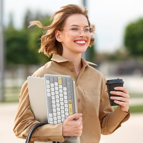 iClever BK50 Compact Bluetooth Keyboard, Portable, Vibrant Colors, Silent Typing, Syncs with 3 Devices – Compatible with Tablet, iPad, iPhone, Windows