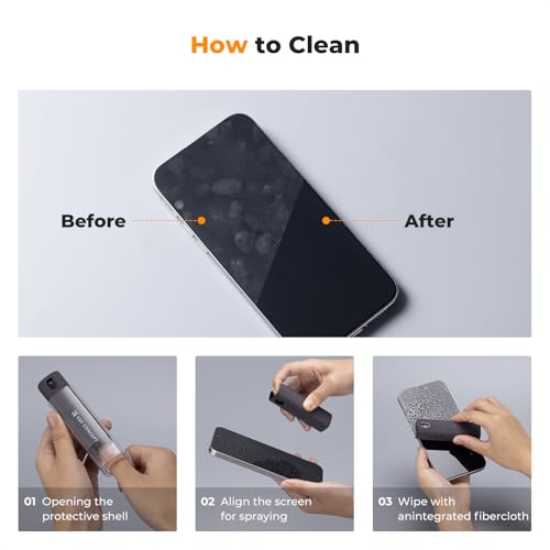 K&F CONCEPT 2-in-1 Screen Cleaning Tool, Includes 20ml Liquid, Grey & Pink | Powerful Cleaning,Wide-Angle Atomizing Nozzle, Fiber Cloth Shell,One Spray and One Wipe,Easy Clean,MM04