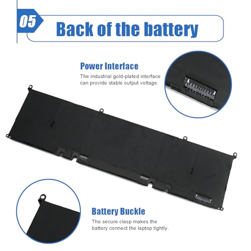 56Wh 8FCTC Laptop Battery Compatible with DELL XPS 15 9500 XPS 15 9500-R1505S -R1845S -R1845TS -R1945TS Series Notebook 3ICP7/73/64 DVG8M P8P1P 11.4V 4650mAh - size: 11.8*2.13*0.18 inch 8FCTC