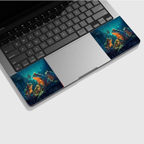 Universal Laptop Skin Sticker with 2 Wrist Pad Skins, Waterproof Scratch Resistant Vinyl Laptop Cover Decal, Cut to Fit for 11–15.6 Inch MacBook HP Dell Lenovo, Fantasy Green Frog - color: Fantasy Green Frog