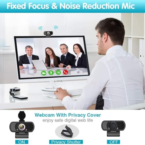 ZIQIAN 1080P Webcam with Microphone, USB Web HD Camera for PC, Laptop&Mac | 110° Wide Angle Computer Webcam with Privacy Cover & Tripod, Streaming Webcam for Zoom, Twitch, Teams, YouTube, Plug & Play - color: Black