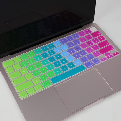 Allinside Keyboard Cover for 2026 MacBook Neo 13-inch A3404 (A18 Pro) & MacBook Air 13"/15" and MacBook Pro 14"/16" (M5 Chip), Premium Silicone Keyboard Protector Skin, US ANSI Layout, Rainbow - color: Rainbow